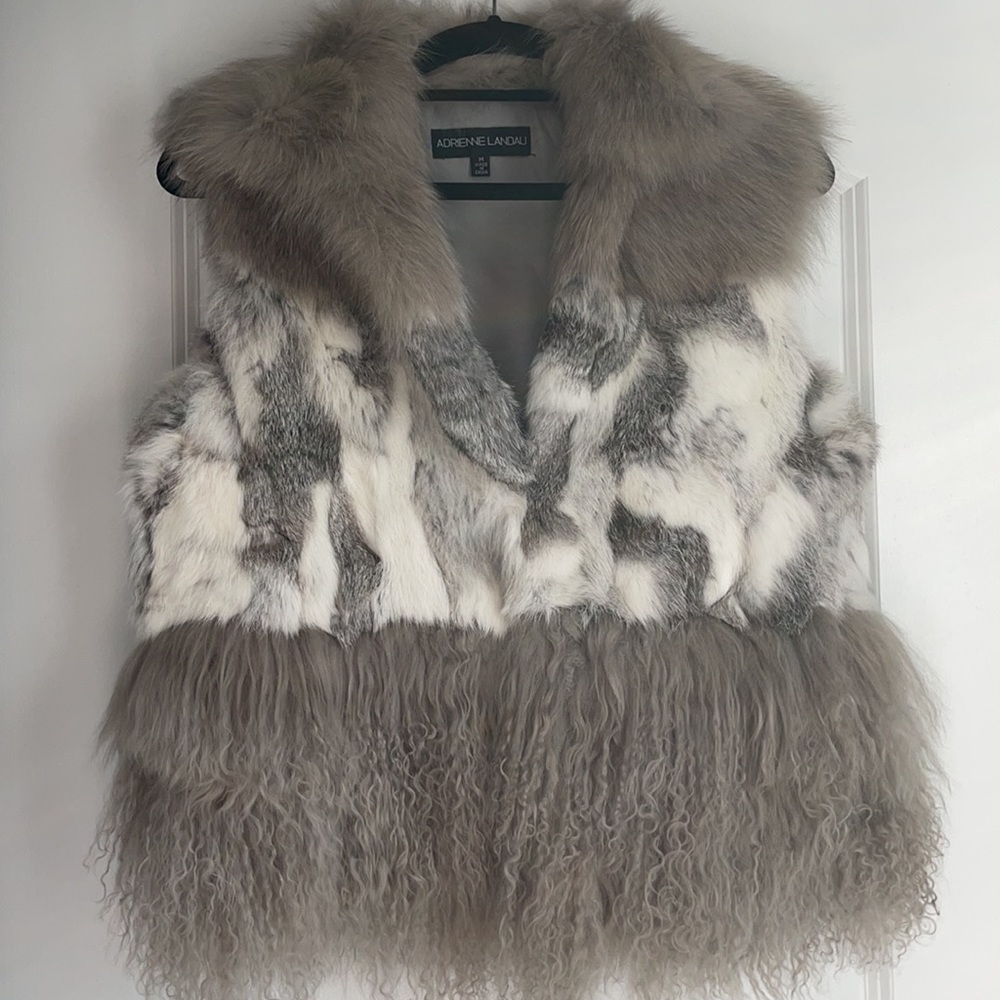 Adrienne Landau real fur rabbit vest